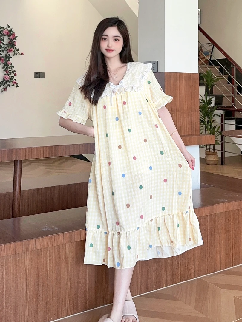 【睡裙带胸垫】家居睡裙宽松舒适可外穿女夏款7181