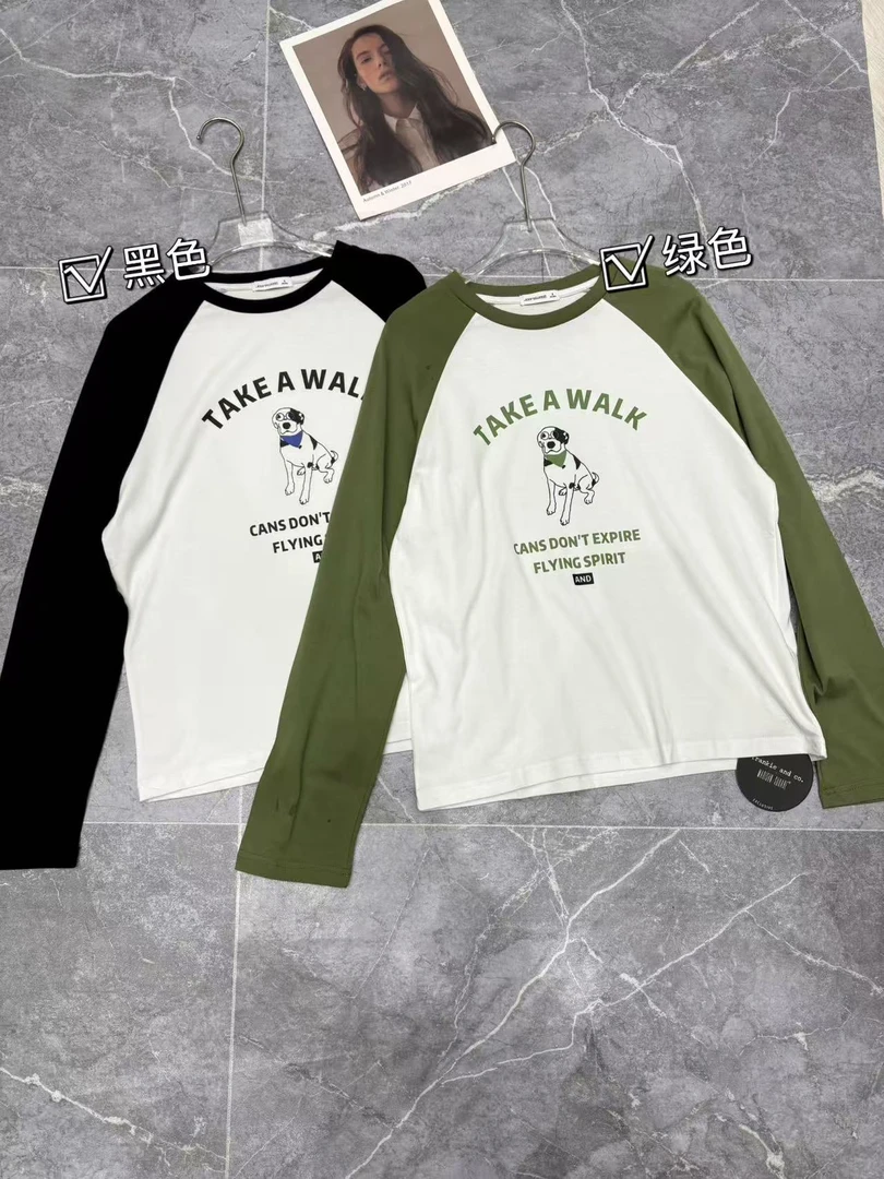 女士T恤卡通时尚圆领春季女长袖打底衫#271035『乐桃家』