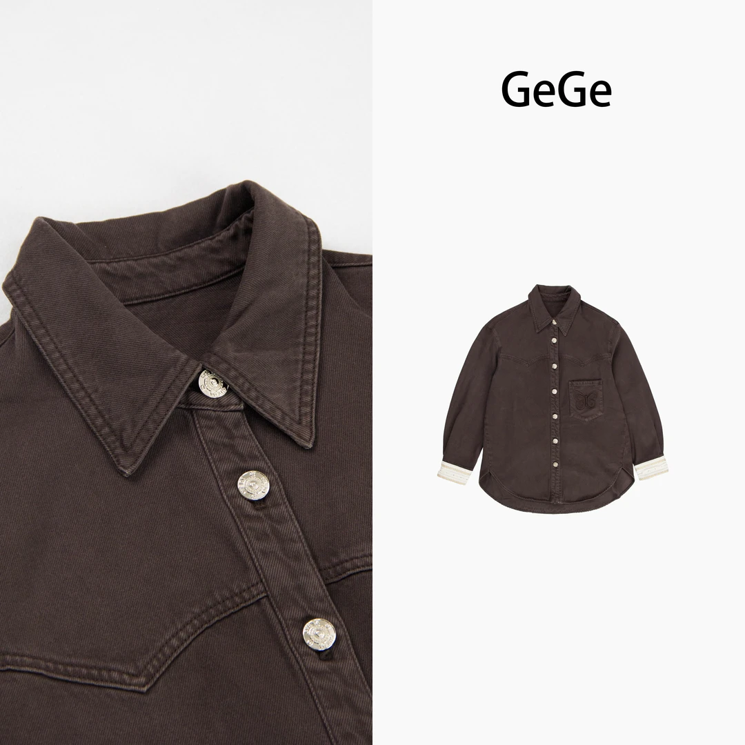 【格格专属】OSE早春酱紫色牛仔衣