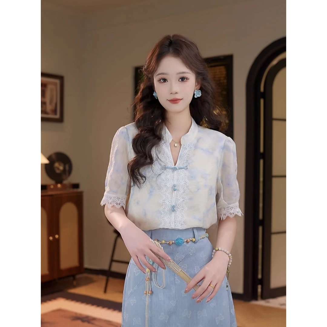 莹莹【漫述】25年新款气质显瘦百搭时尚设计短袖衬衫#4650