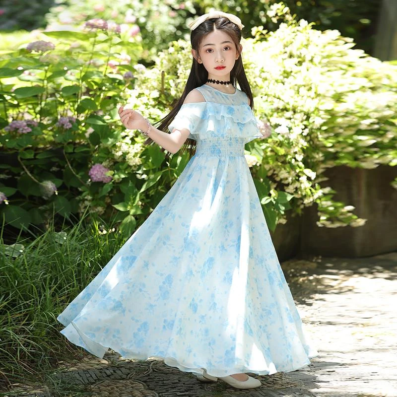 女童连衣裙夏装2025新款儿童洋气碎花公主裙子女孩夏季长款沙滩裙