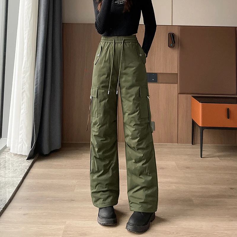 三防工装羽绒裤户外直筒休闲多口袋羽绒裤 88727