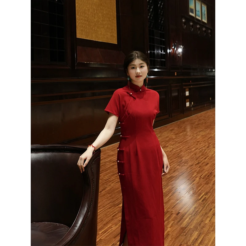 2025中式《千禧》改良气质优雅国风红色婚宴旗袍裙显瘦连衣裙女夏季