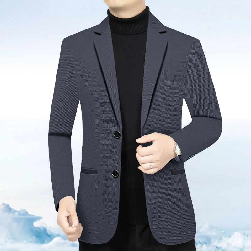 商务休闲西装外套男中年春季薄款但西上衣传奇保罗男装春秋宽松版