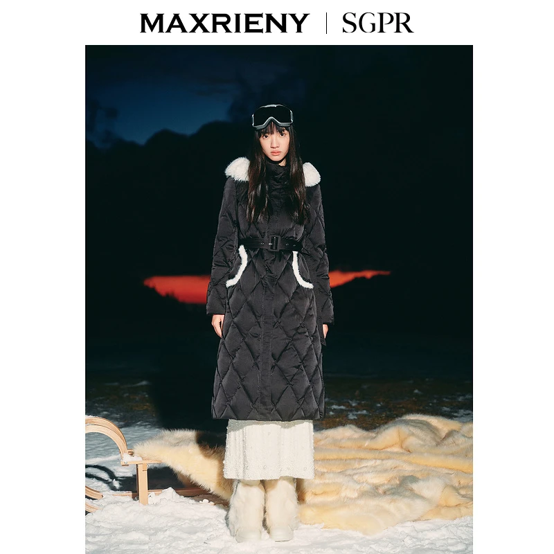 【蜜思仝】MAXRIENY精致贵雅毛领羽绒服中长款冬新款保暖外套