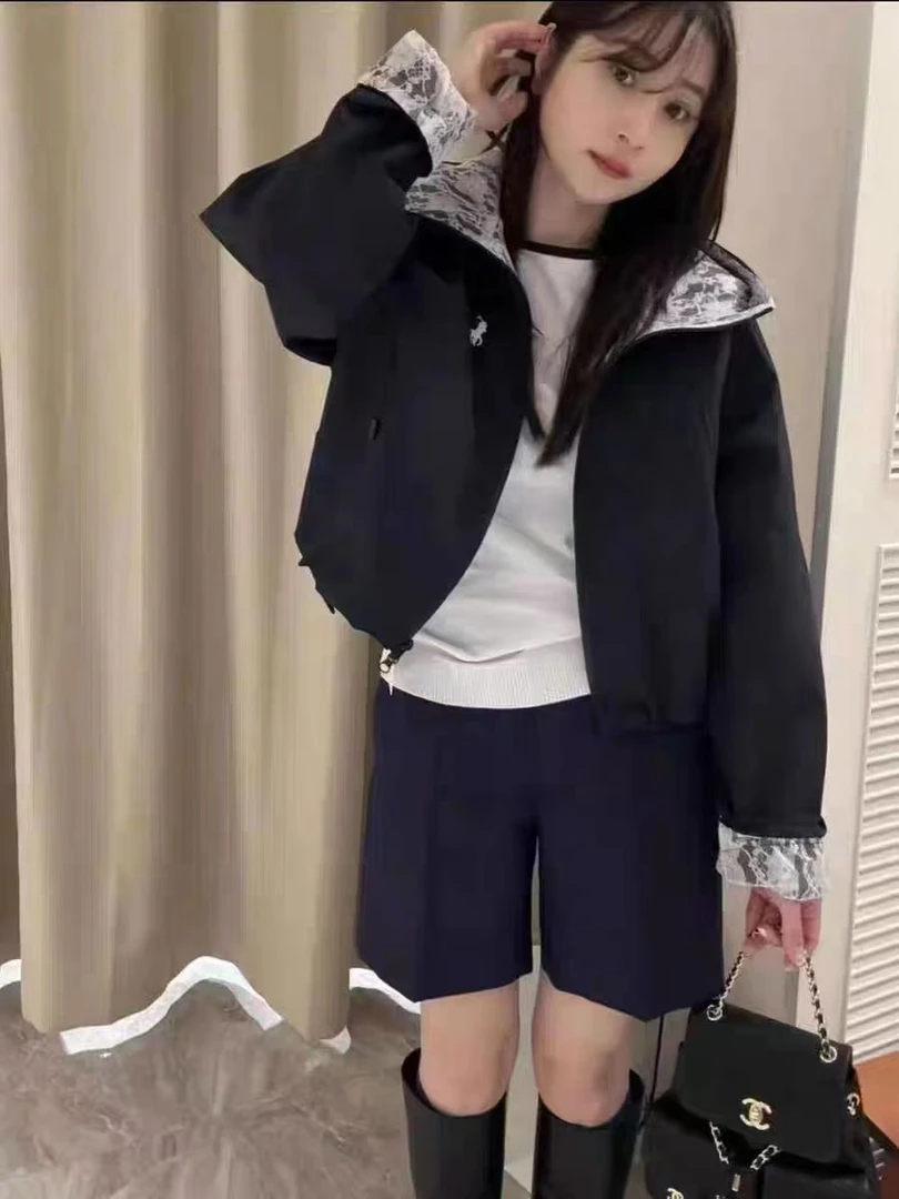 连帽短款拼接常规春季女短外套网红百搭宽松时尚秋季女装休闲