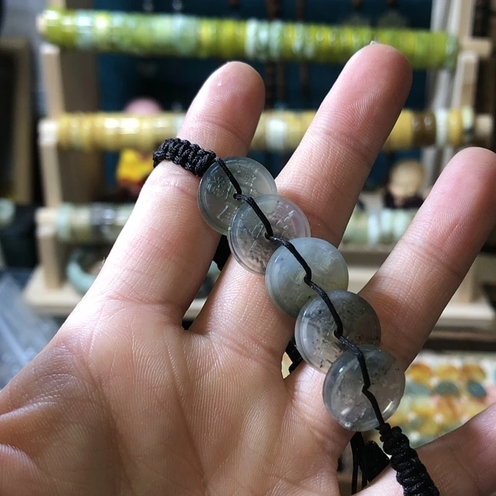 岫玉岫玉五帝钱手链未镶嵌