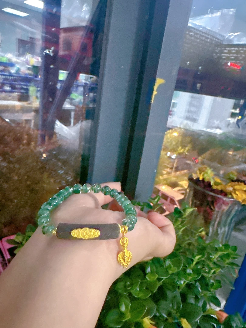 【莹莹专属】天然绿幽灵五帝钱手串M4552