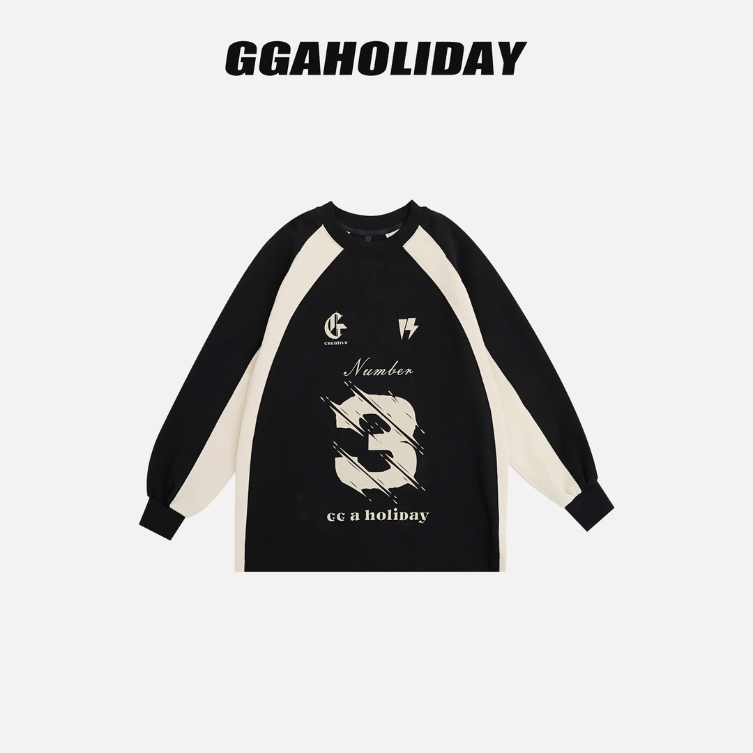 GGAHOLIDAY秋季时尚休闲宽松百搭撞色潮流显瘦长袖卫衣-153244