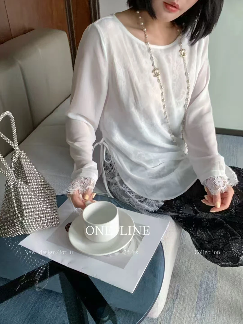 艺琳定制【法式浪漫】胖mm蕾丝假两件防晒上衣宽松百搭