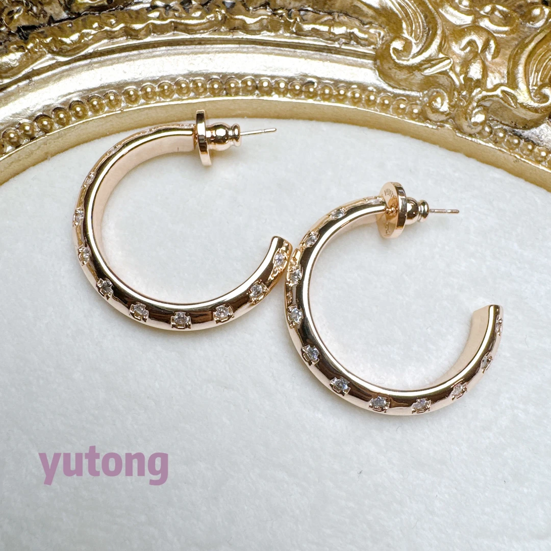 铜合金锆石耳饰 【雨桐高奢饰品】耳环CC00614