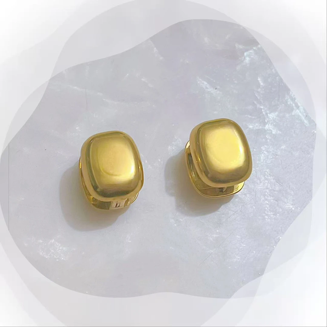 钛钢耳饰 1734钛钢不掉色高定双面方扣耳扣耳环