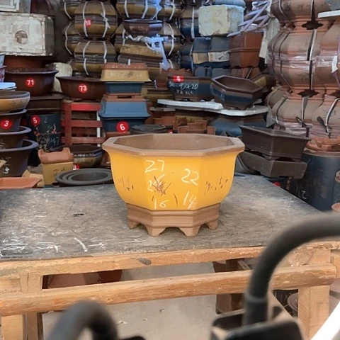 紫砂花盆八方盆一只