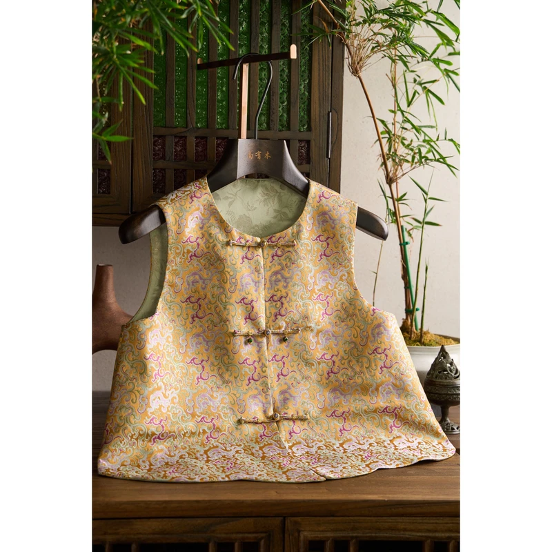 【蔓草龙纹】双面穿优雅轻奢气质印花百搭开衫马甲V25C388