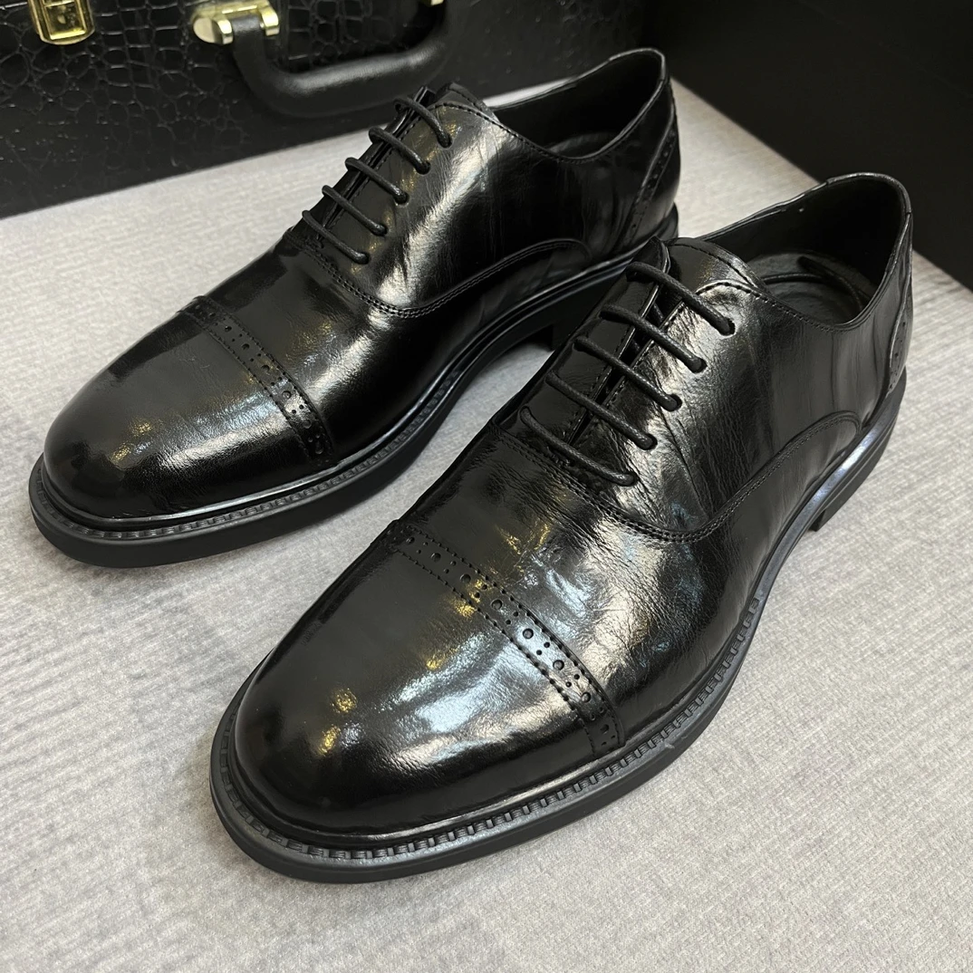 布洛克商务休闲皮鞋男款上班专用皮鞋正装牛津鞋休闲鞋男士真皮