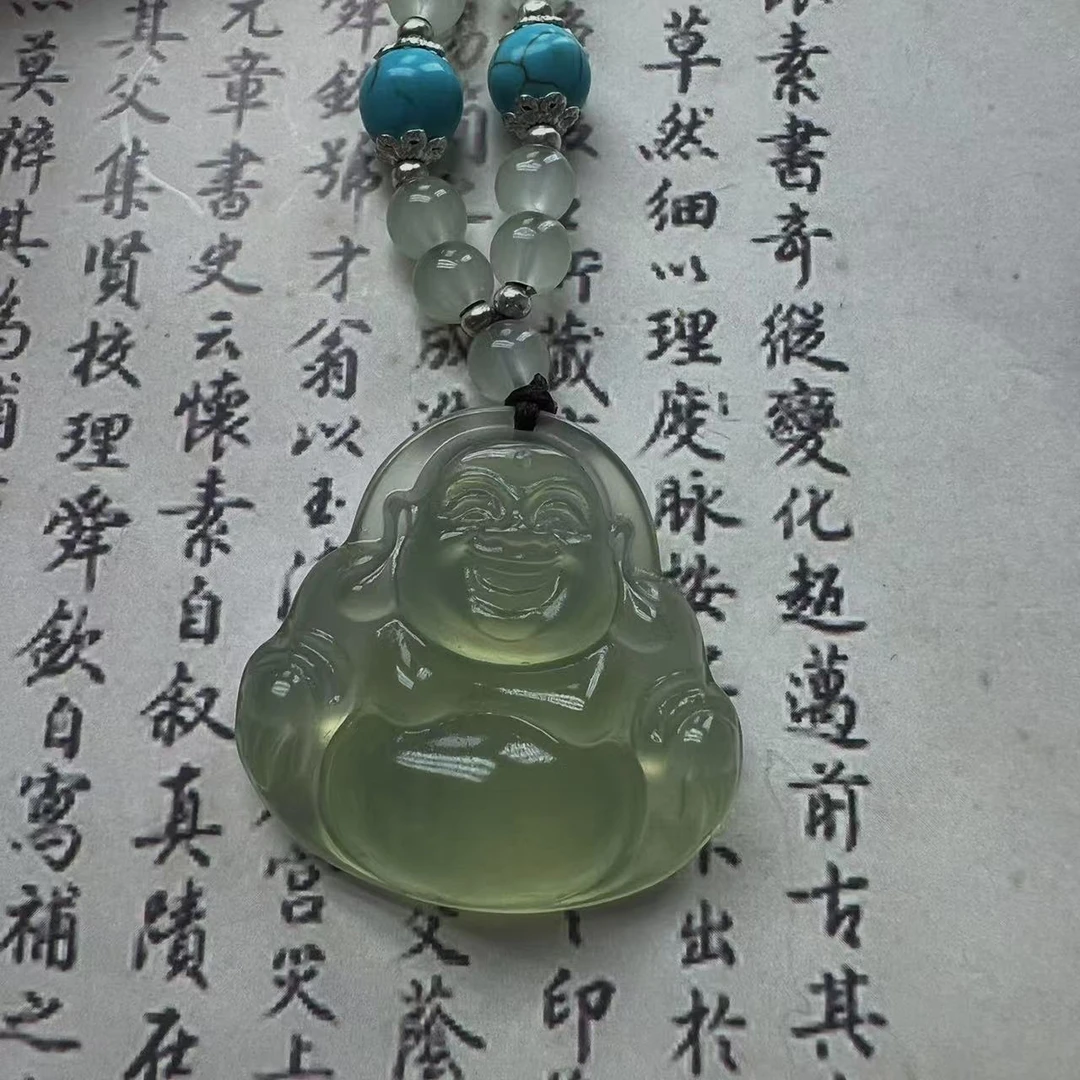 A纯天然岫玉佛公双面雕刻设计款链子多样性发*货拍一发一