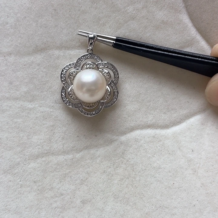 海水珍珠银S925镶嵌吊坠(不含链)