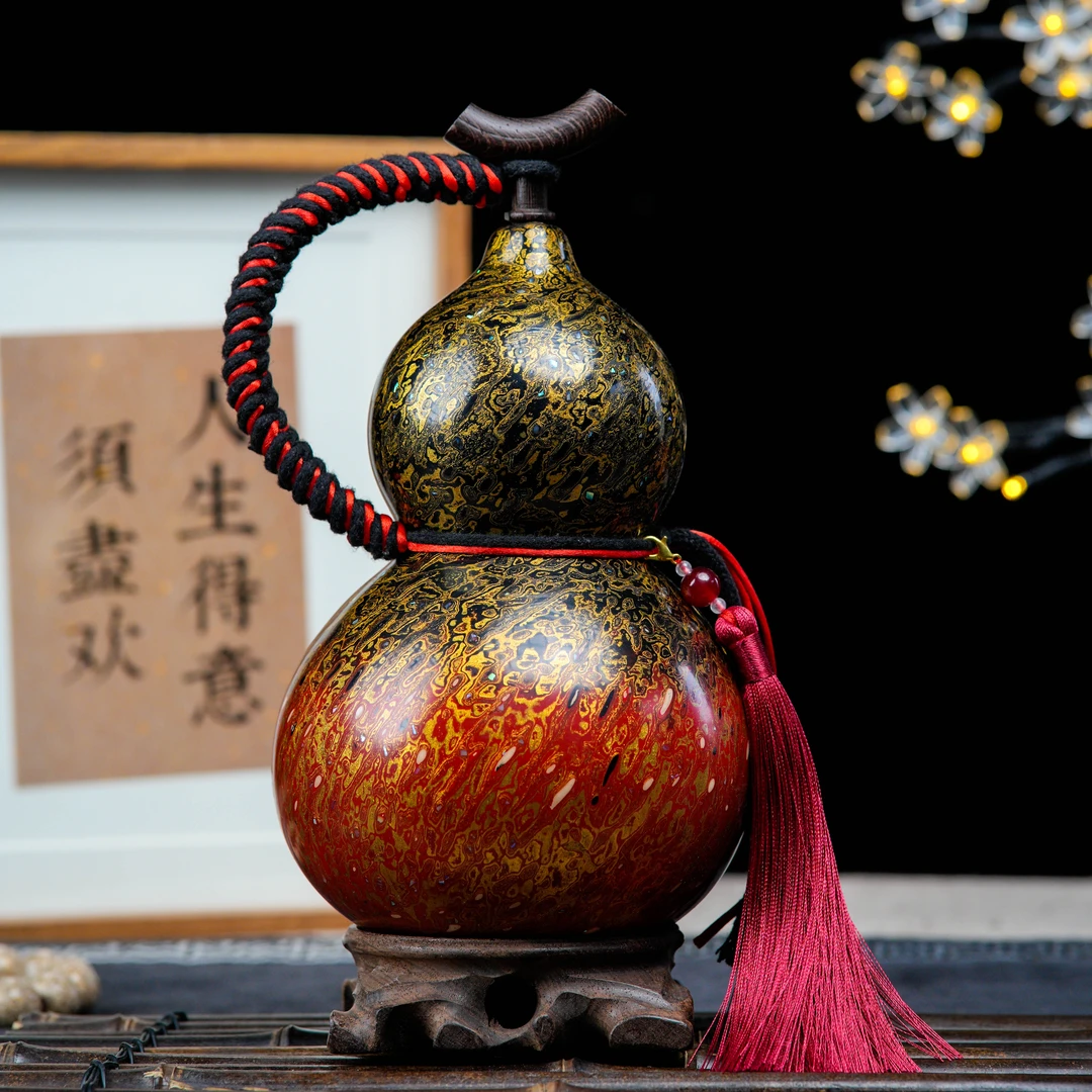 【渐变】大漆漆皮酒葫芦摆件-（一物一图）