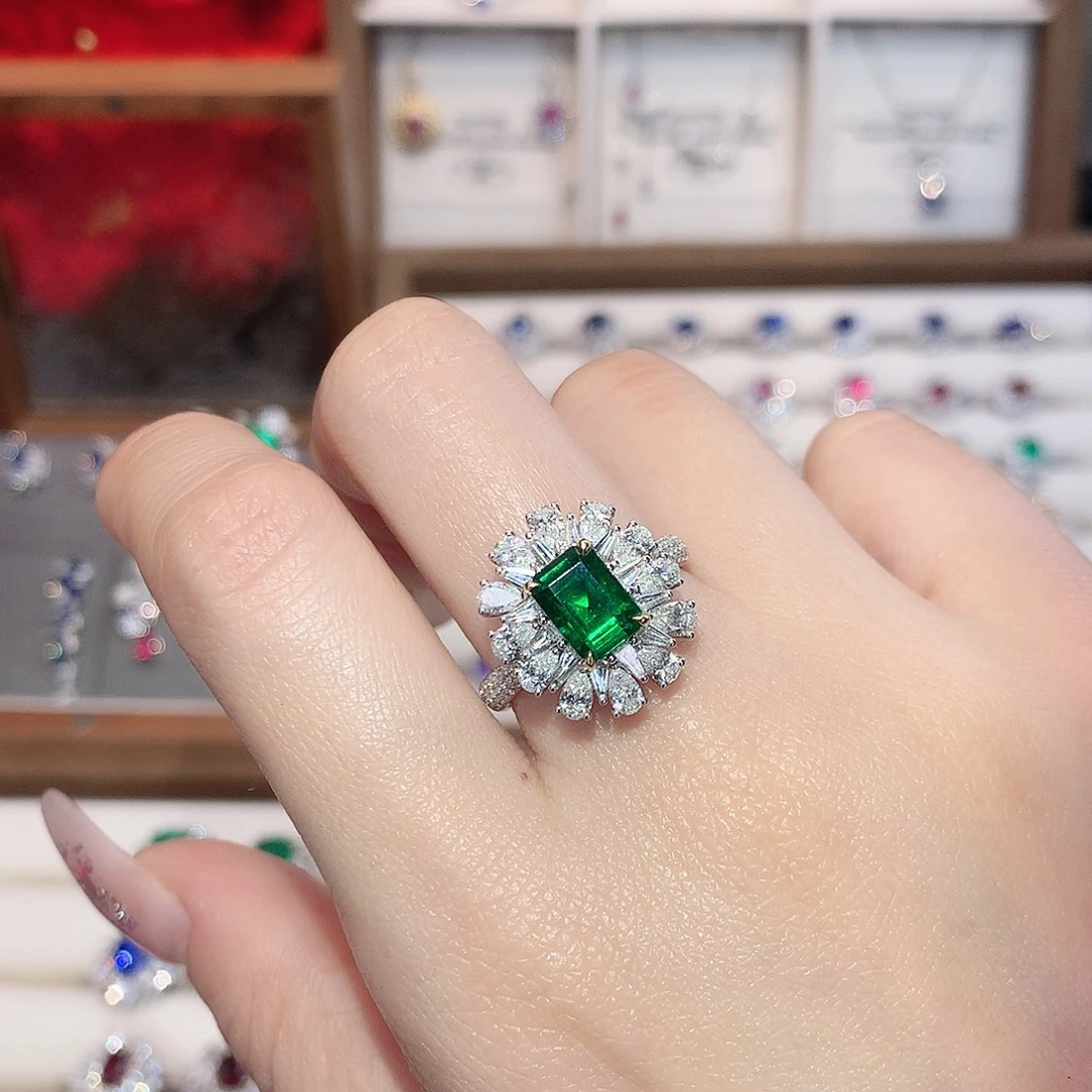 祖母绿18K金镶嵌戒指1.47ct/天然宝石/七天无理由