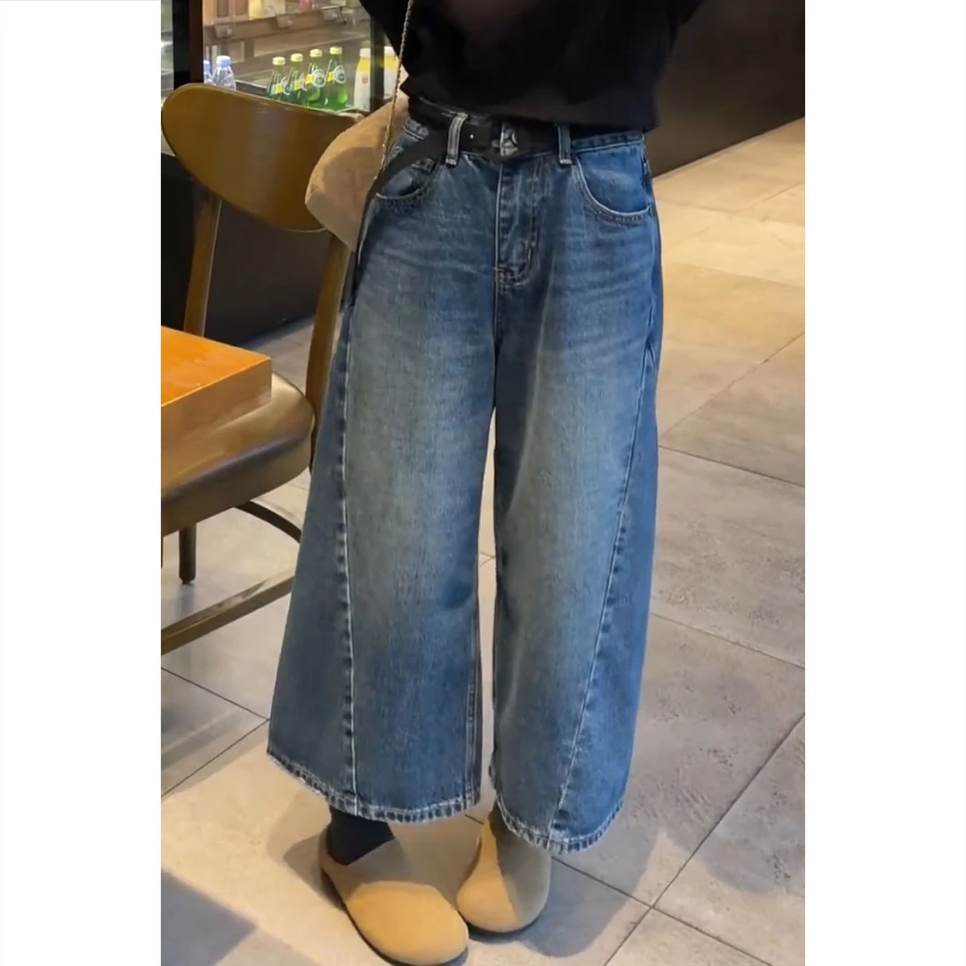 艾塔莉百搭时尚牛仔裤早秋新款女士高腰显瘦大码遮胯小个子九分裤