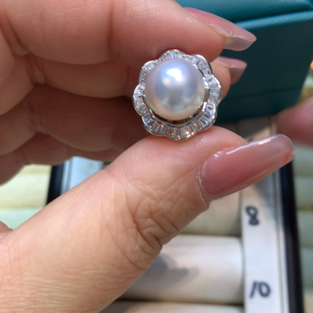 海水珍珠戒指银S925镶嵌