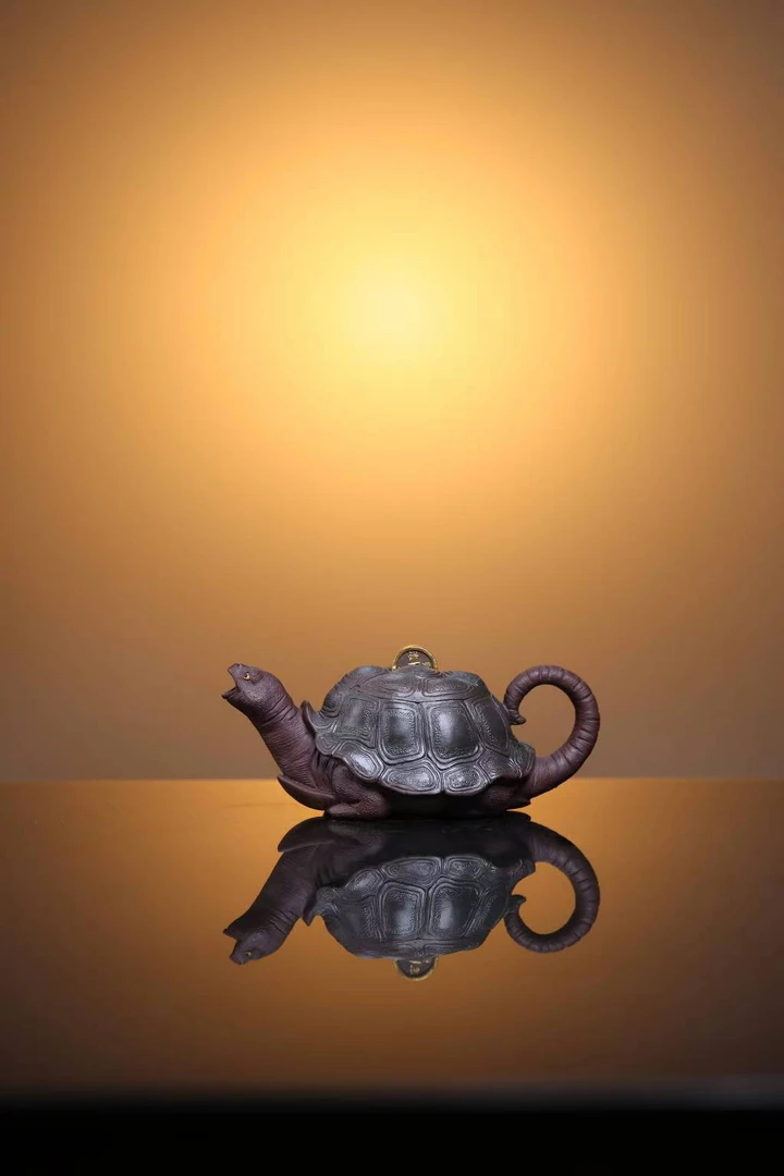 紫砂金钱龟小容量紫茄泥全手工茶壶纯手工老壶茶具紫砂壶财源滚滚