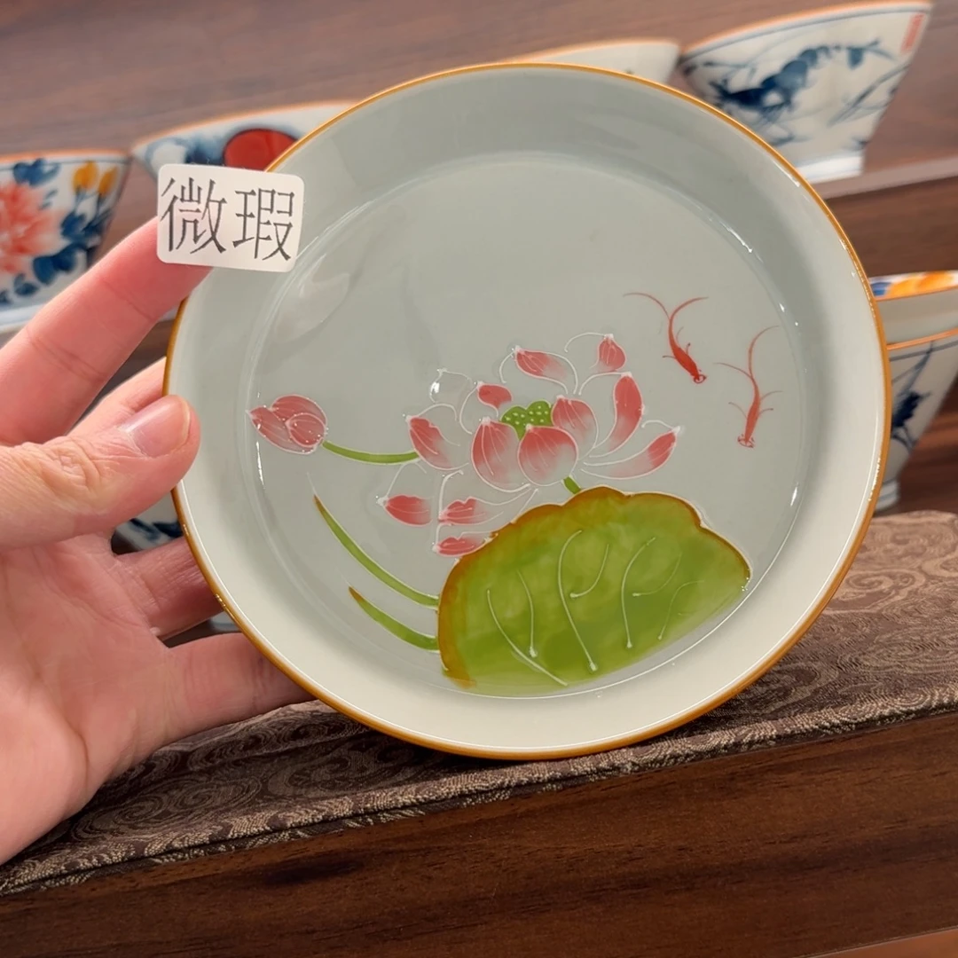 釉下手绘茶具微瑕