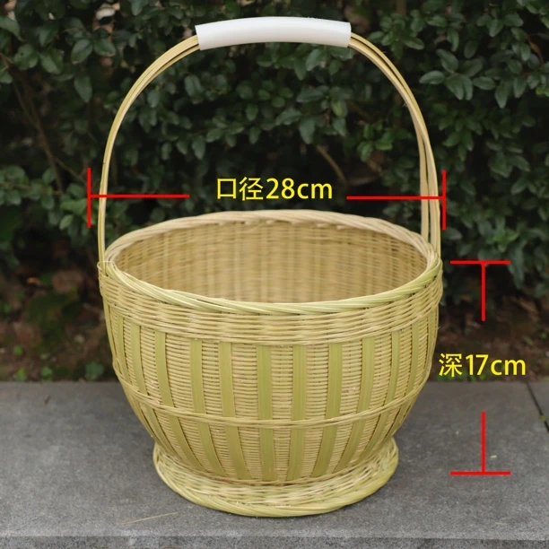 纯手工竹编制品装鸡蛋靑篾竹编篮子采茶叶老式竹篮子拜拜篮手提蓝