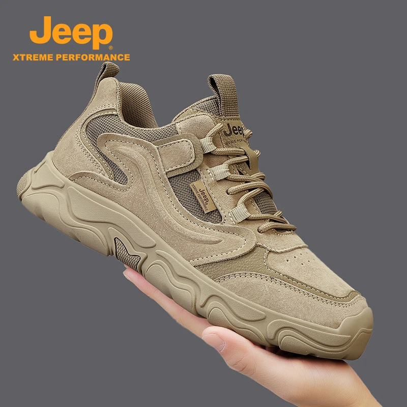 JEEP吉普防滑软底运动鞋时尚男士男式轻便耐磨百搭潮牌低帮休闲靴