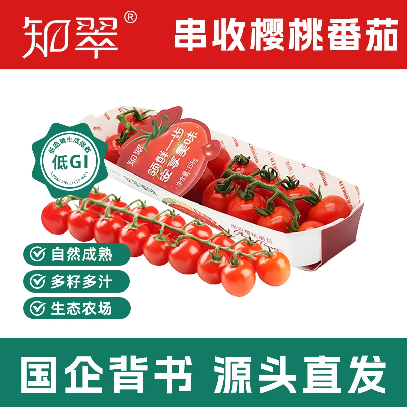 【知翠】串收樱桃番茄新鲜现摘水果西红柿脆甜多汁带枝发货
