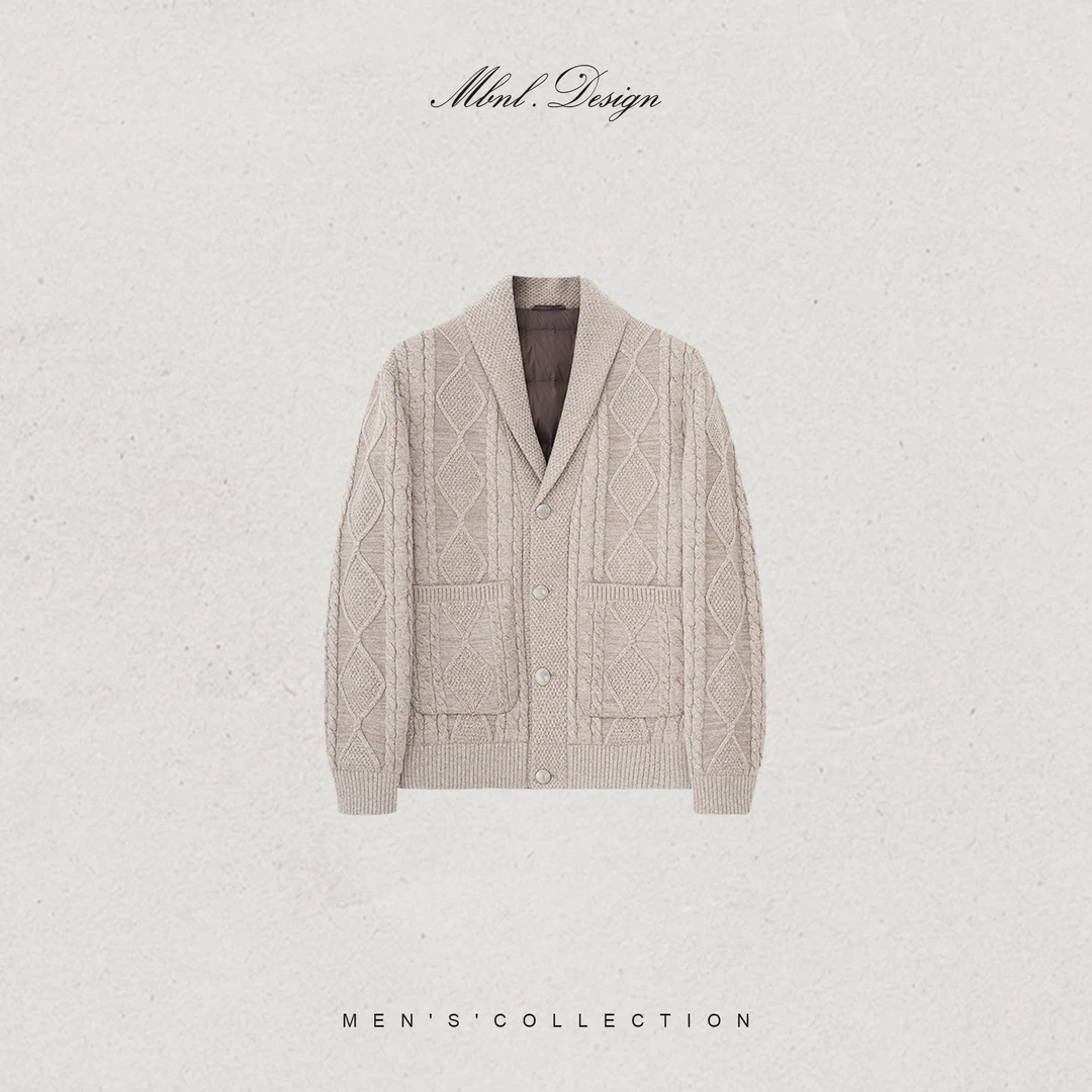 MBNL-F「 Cable Art」秦磊男装90白鹅绒绞花针织羽绒服LL-WYR7041