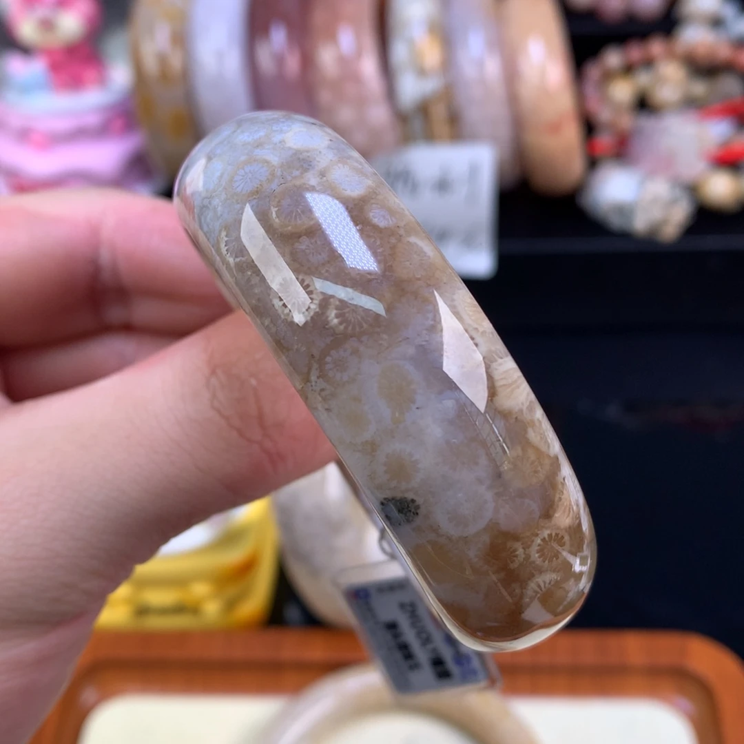 硅化珊瑚（珊瑚玉）未镶嵌颈饰40号咖冰50.8圈