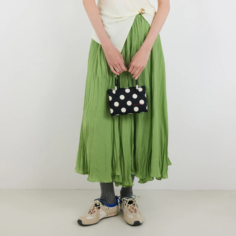 IIIVIVINIKO 2025SS"醋纤混纺"醋酸压褶半裙R520704101D