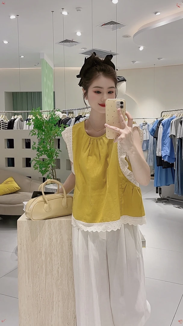 艾然夏季上新花边无袖小衫气质时尚百搭韩系减龄5936