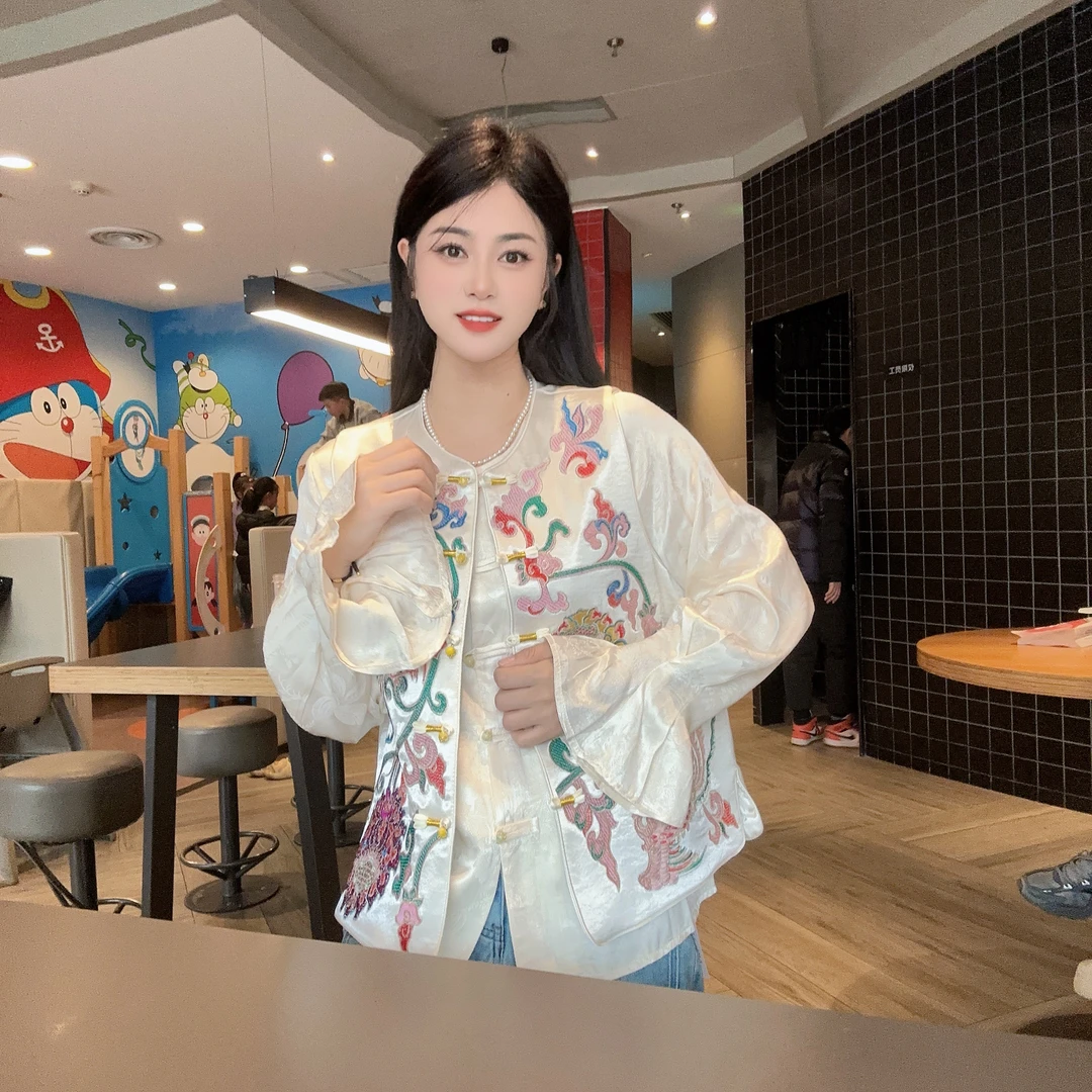 【九曲莲】新中式时尚重工圆领手工盘扣醋酸定位刺绣马甲