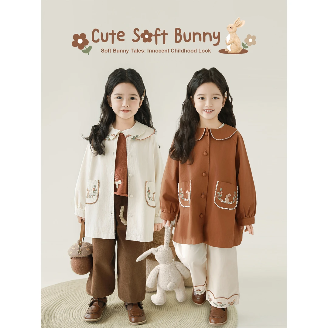 YOEHYAUL/幼悠幼悠【森系小兔】秋壹波两色兔子洋气风衣外套Q4265