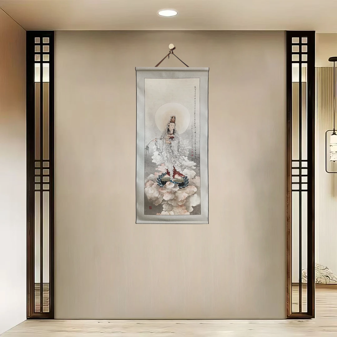 {40-33白衣观音}净尺寸40x85cm现代简约挂轴装饰画