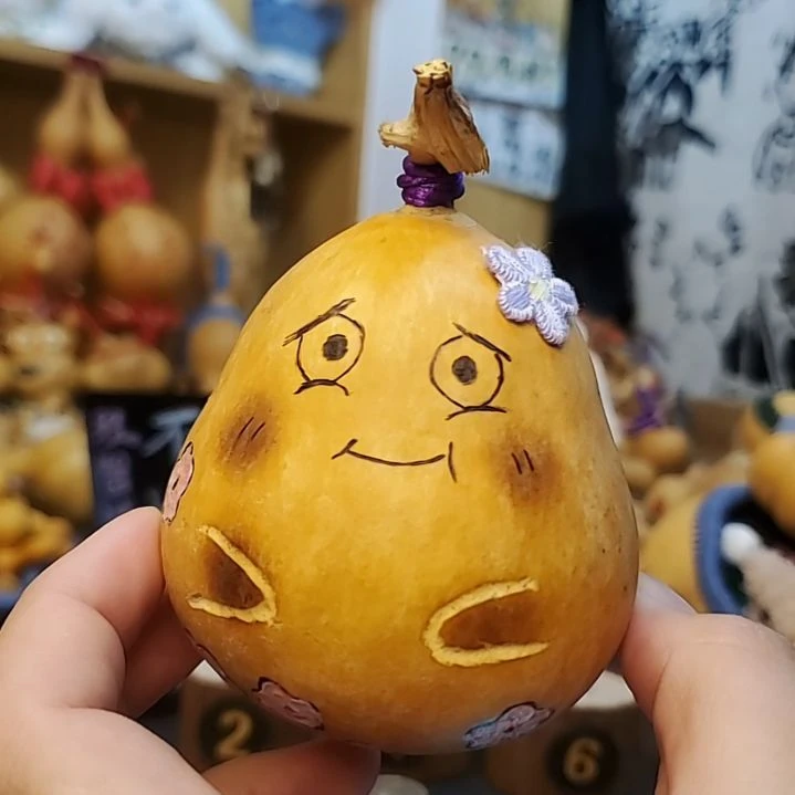 手作小葫芦摆件（微微瑕）—花丛小胖墩葫芦