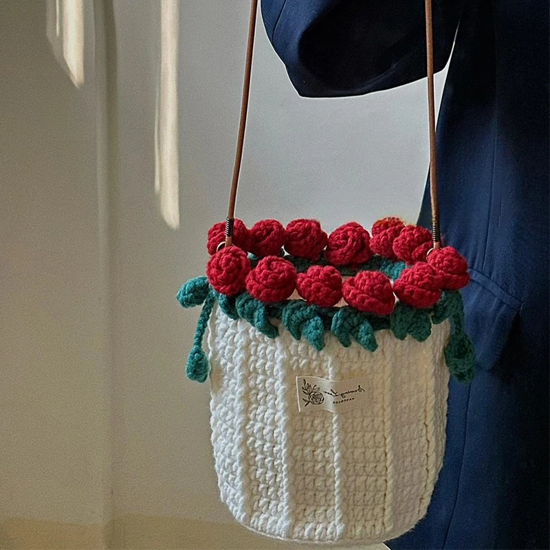 玫瑰花包包手工diy毛线玫瑰花束包材料包创意520情人节礼物送女生