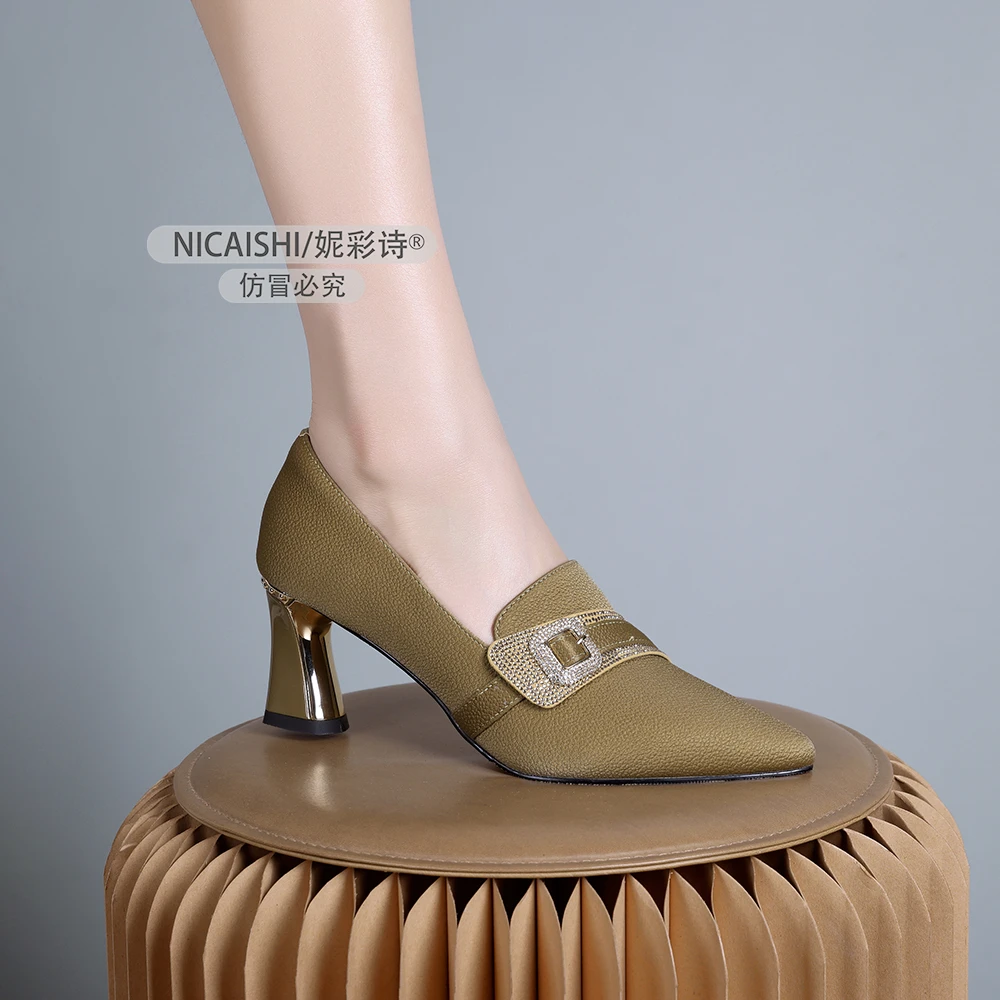 2025年新款欧美气质绝美粗跟女单鞋高级感小众设计久站不累脚1096