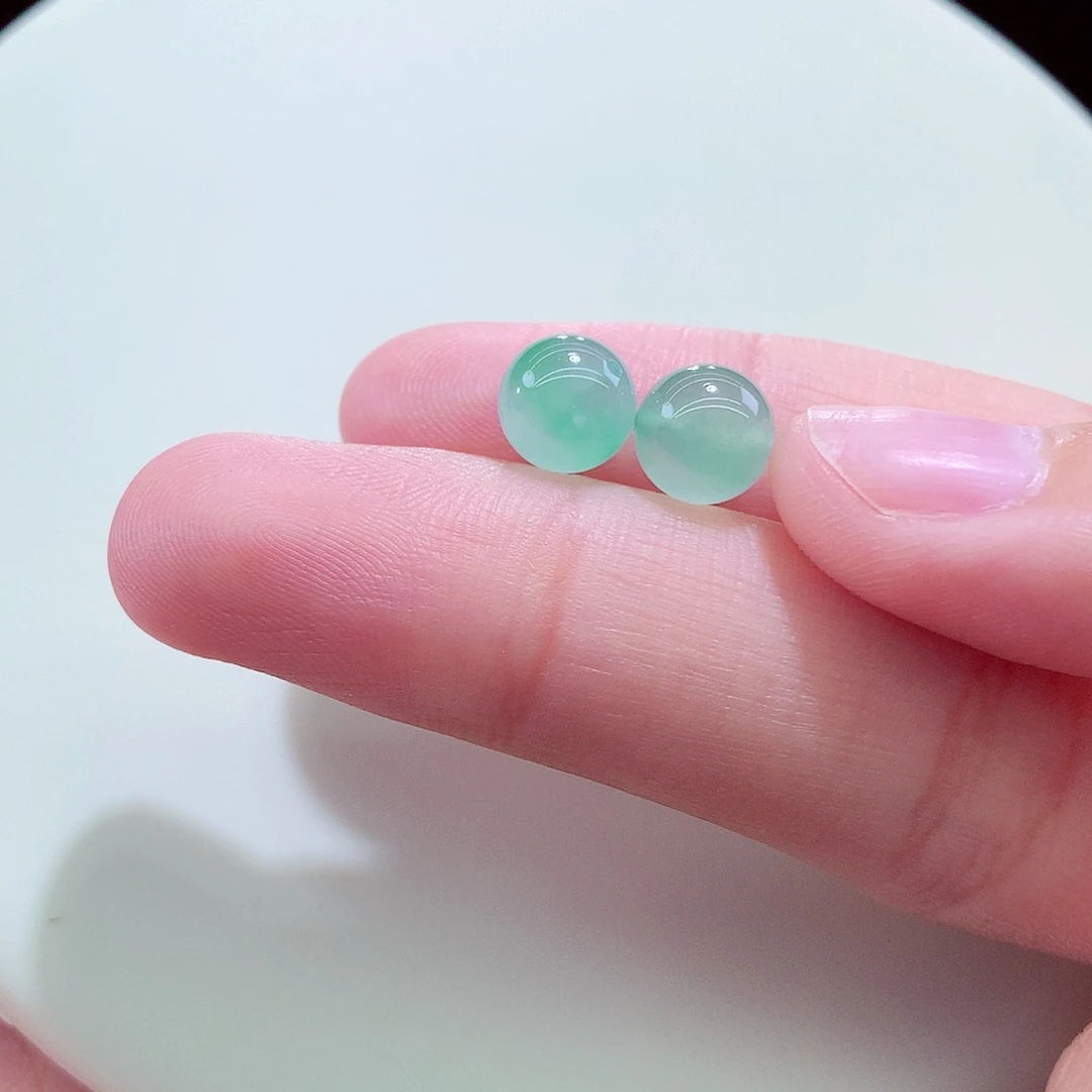 未镶嵌手链翡翠阳绿飘花对珠卡8mm