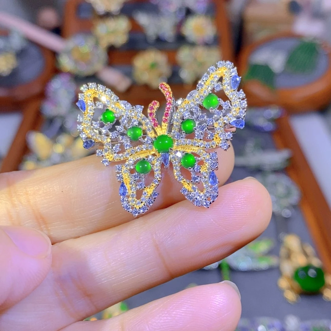 颈饰银S925镶嵌翡翠