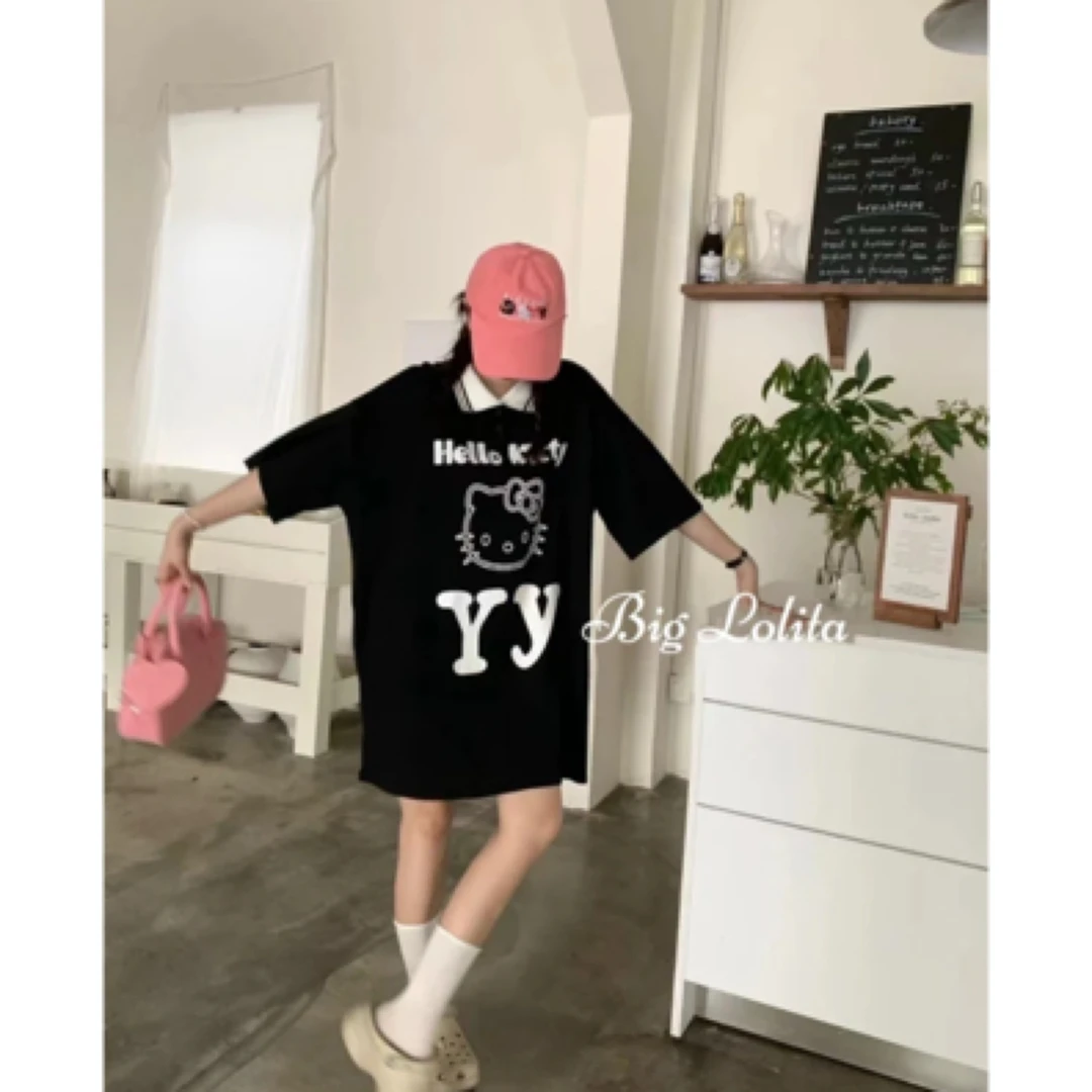 小猫款POLO衫 正肩带垫肩宽松显瘦版