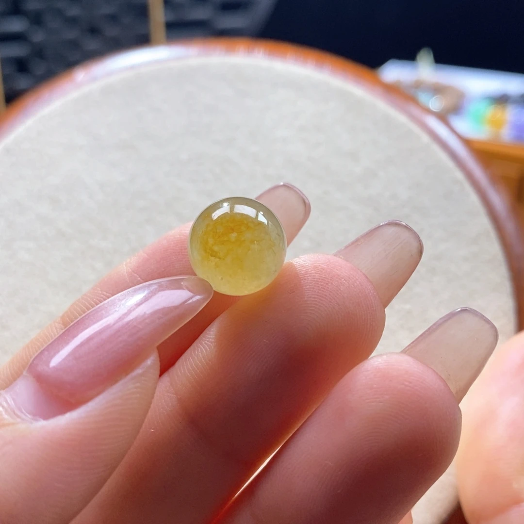 翡翠未镶嵌颈饰翡翠冰橘黄圆珠