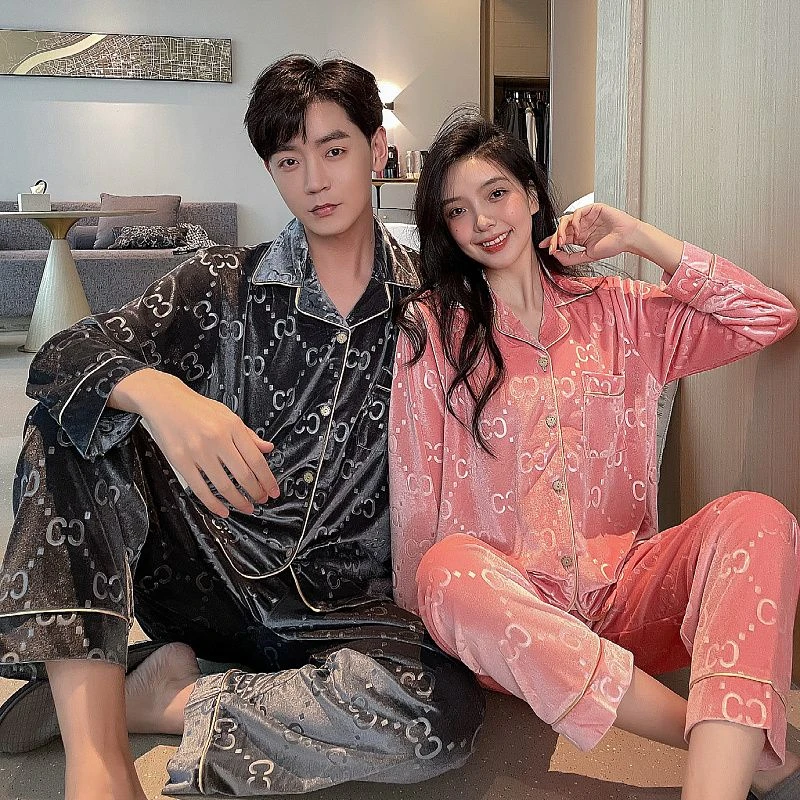 【北溟丝渌】金丝绒情侣睡衣春秋季长袖长裤男士家居服女套装可外穿