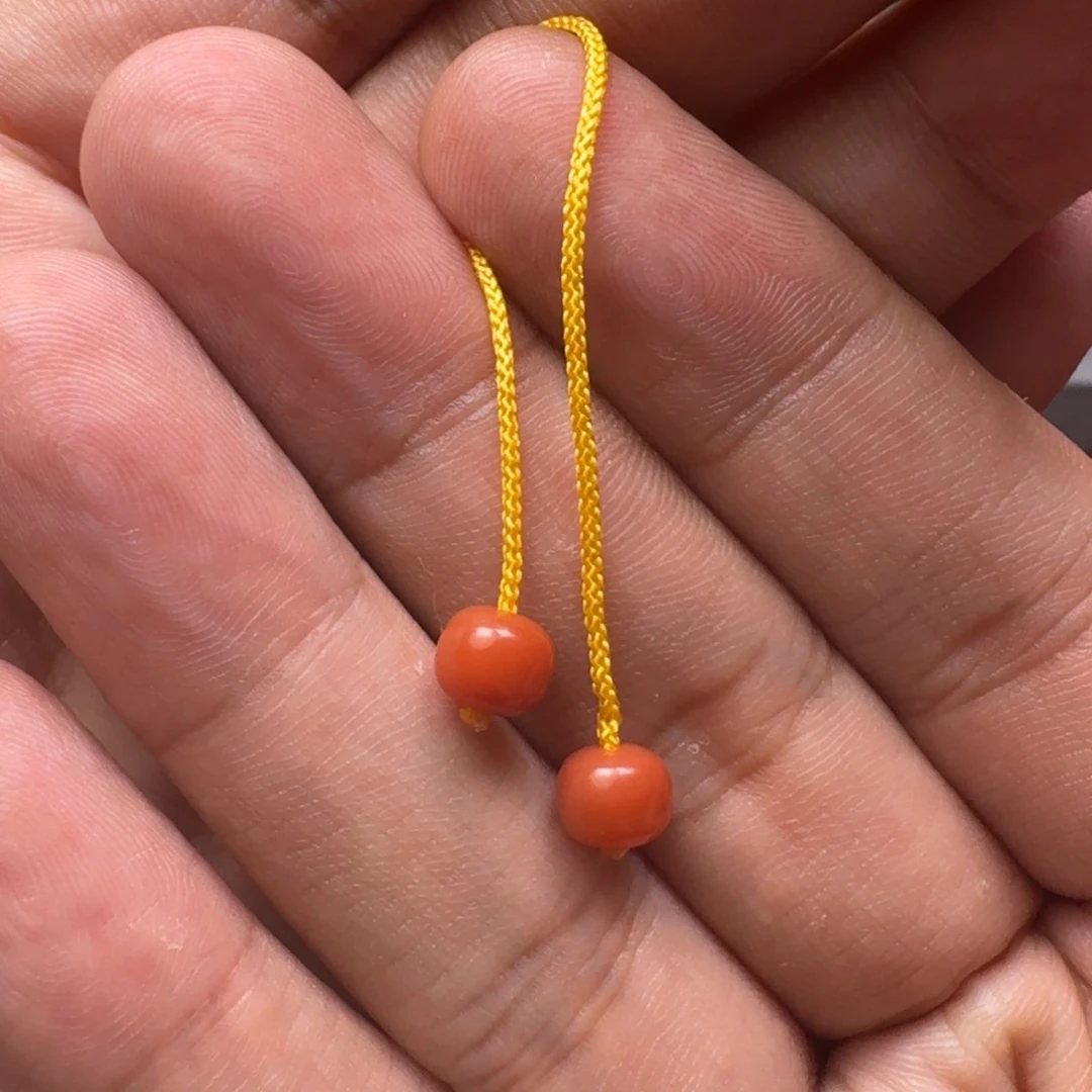 南红玛瑙柿子红老型对珠6➕mm未镶嵌