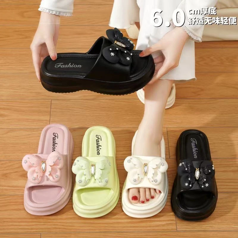 新款拖鞋外穿增高2025厚底蝴蝶结网红时尚防滑百搭夏季软底舒适