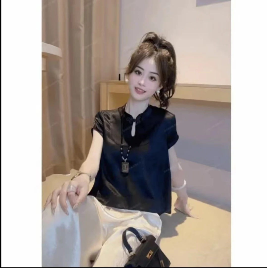 {现货+短袖} 001 新款新中式国风女装超火醋酸高级感轻奢薄款短袖