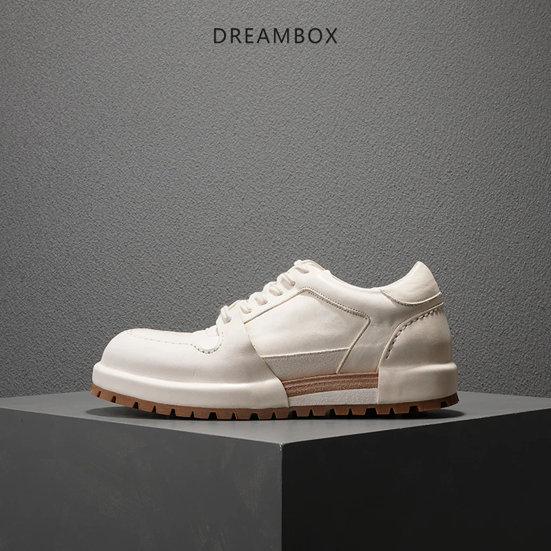 DREAMBOX钧博高档水洗马皮男士板鞋vibram耐磨春季新款时尚休闲鞋