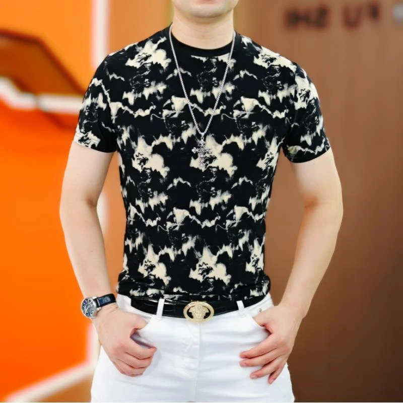 【阿凯严选】高品质夏季新款男士潮流时尚帅气修身冰丝个性衬衫短袖